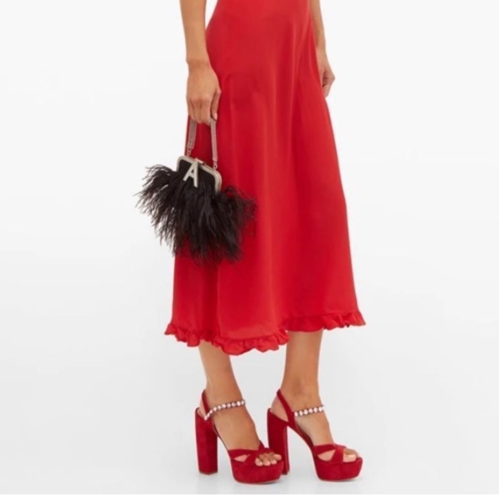 MIU MIU  Crystal-strap suede platform sandals